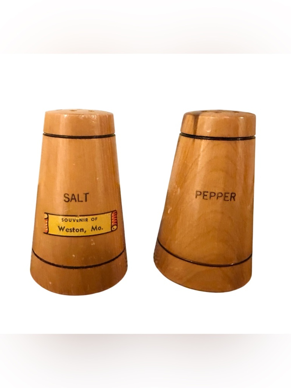 Vintage Wooden Souvenir Salt & Pepper Shakers From Massachusetts
